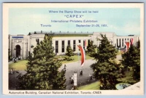 1951 CAPEX STAMP SHOW INTERNATIONAL PHILATELIC EXHIBITION TORONTO AUTOMOTIVE BLG - Picture 1 of 2