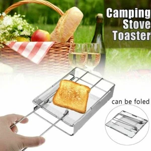 Handheld Steel Foldable Rectangular Stove Toaster Bread Toast Tray Rack Camping - Picture 1 of 6