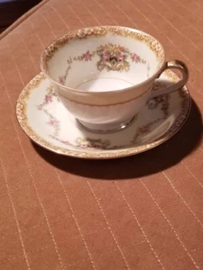 Noritake N1848 Gold Rim China CUP & SAUCER Floral Garland Cream 24K 1 available - Picture 1 of 5