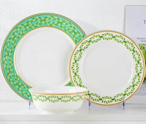Juego de vajilla Jingdechen artesanal esmaltado hueso porcelana 12 piezas borde dorado servicio/4 - Imagen 1 de 6