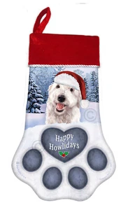 Medias de Navidad - Labradoodle blanco peludo - Imagen 1 de 1