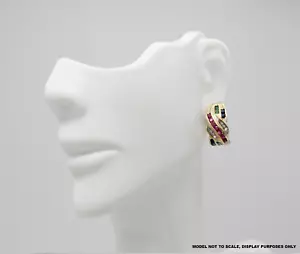14k Yellow Gold Multi-Gemstone Stud Earrings - 5.1g - Picture 1 of 7