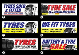 TYRES SIGN BANNER OUTDOOR SIGNS Outdoor/Indoor waterproof PVC with Eyelets - Picture 1 of 7