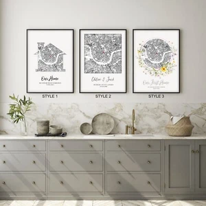 Personalisierte maßgeschneiderte Heimatkarte, neu Erstkäufer, Einweihung Geschenkdruck - Bild 1 von 21