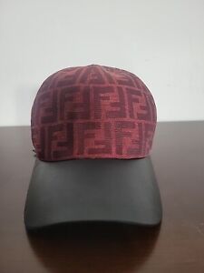 Fendi Baseball Cap Hat Logo Leather Motif Size Medium Pre-Owned Condition