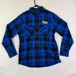 Port Authority Flannel Shirt Mens Large Button Up Blue Black Pockets Vulcan - Picture 1 of 12