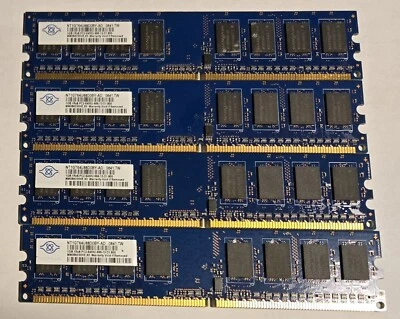 Lot of 4 1GB PC2-6400 DDR2-800 NANYA NT1GT64U88D0BY-AD BLUE DESKTOP RAM MEMORY - Image 1 of 3