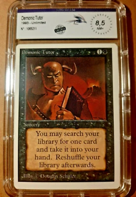 = Demonic Tutor (Unlimited Edition)= Grade 8.5  NM+ MTG Magic the Gathering - Image 1 of 2