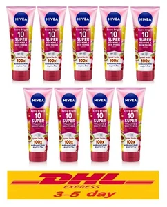 9 x 180ml NIVEA Extra Bright 10 Super Vitamin 100 time & Skin Foods Serum SPF 15 - Picture 1 of 12