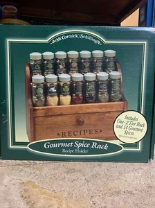 McCormick Schilling Spice Rack Recipe Holder 14 Spice Jars Sage Green Lids - Picture 1 of 5