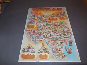 Vtg RARE HALLMARK POSTER TEXAS STATE OF MIND" CARTOON POSTER MAP ILLUSTRATED - Picture 1 of 16