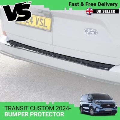 FORD TRANSIT CUSTOM 2024 REAR BUMPER PROTECTOR TOUGH ABS RIDGED GLOSS BLACK - Image 1 of 4