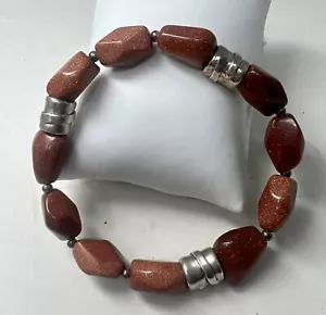 Silpada 925 STERLING SILVER GOLDSTONE BRACELET Gorgeous! B1143 Retired!!! - Picture 1 of 6