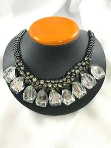 ABS schwarze Metallkette mit funkelnder Strass Halskette - Bild 1 von 6