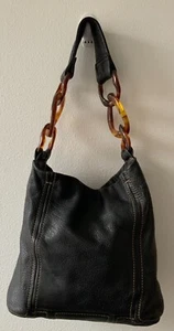 Kate Landry borsa a tracolla nera burro morbida pelle con maglie guscio tartaruga - Foto 1 di 22