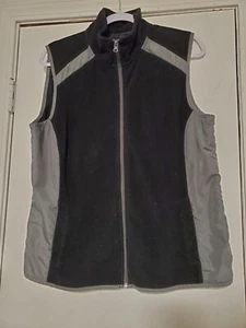 Tek Gear jacket vest fleece full zip Sz XL black gray mock collar pockets vguc - Picture 1 of 7