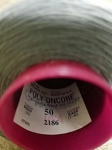 1-CONE /2186 STEEL(GRY)Sewing "Threads USA / POLYESTER-ONCORE" 50 / 6000 / T-40 - Picture 1 of 2