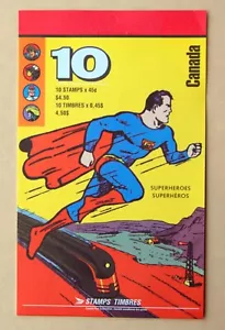 1995 CANADIAN SUPERHEROES BOOK OF 10 STAMPS - SUPERMAN - Picture 1 of 3