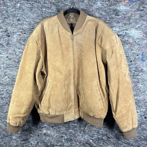 Chaqueta deportiva vintage de caña para hombre grande bombardero marrón gamuza forrada de cuero - Imagen 1 de 15