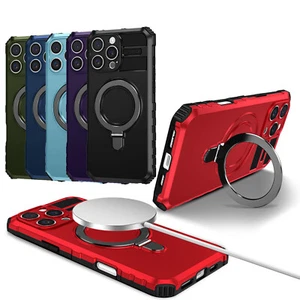 Heavy Duty Magnetic Rotatable Holder Magsafe Case For iPhone 16 15 Pro Max Cover - Picture 1 of 58