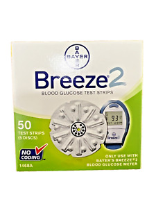 Bayer Breeze 2 Glucose Test Strips (5 Discs) 50 Test Strips - read desc. for exp