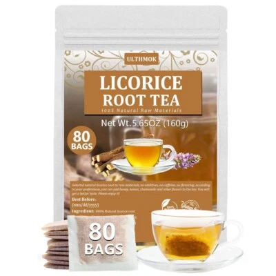 ULTHMOK Premium 80 Licorice Root Tea Bags 100% High Sweetness Wild Licorice Root