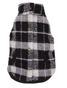 Fab Dog Coat 8" Black/White Plaid Boulce Dog Jacket (MSRP $59) NWT - Picture 1 of 5