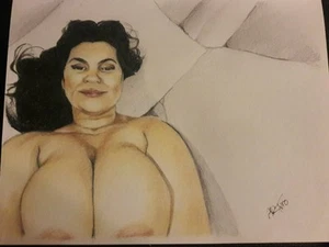 original 8.5x11 drawing of nude latin woman done by artist ARTuro - Picture 1 of 3