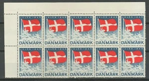 Denmark Christmas Seal 1945 ☀ MNH block of 10 - Picture 1 of 2