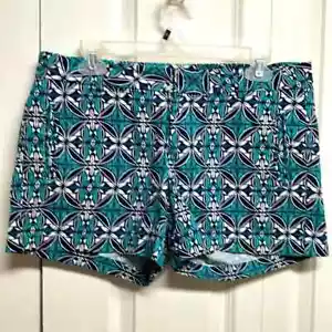 Stylus Blue Black White Floral Print Mid Rise Pocket Shorts Size 8 - Picture 1 of 6