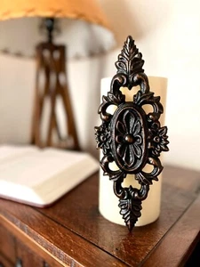 Iron Medallion Candle Pin for Pillar Candle. Handmade and Hand Finished. Tuscan - Picture 1 of 6