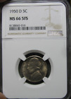 1950-D Jefferson Nickel ---- MS-66 5FS NGC Slabbed Graded Coin  ---- #368B
