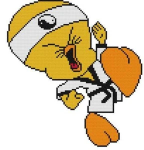 PUNTO DE CRUZ + PATRÓN ARTESANAL Looney Tunes Piolín Pájaro Karate Taekwondo Gi Cinturón - Imagen 1 de 12