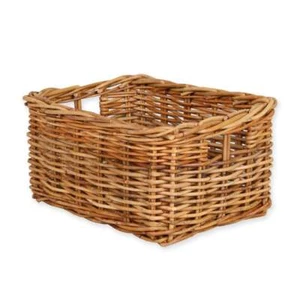 Rectangular Honey Rattan Deep Wicker Storage Basket Woven Hamper Home Decor - Picture 1 of 12