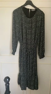 Principles maxi dress size 20 black with tiny pretty pattern cream and green - Picture 1 of 4