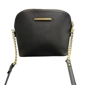 Steve Madden Black Satchel Crossbody Bag Gold Chain Logo Dome Purse NWOT - Picture 1 of 20