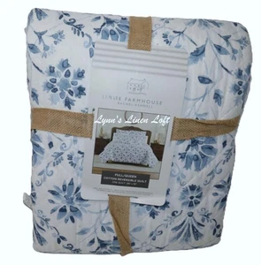 Rachel Ashwell Farmhouse Blue Floral Full Queen Quilt Shabby Chic Streifen Rückseite - Bild 1 von 3