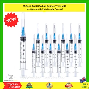 25 Pack 3Ml 23Ga Lab Syringe Tools with Measurement, Individually Packed NEW AU - Picture 1 of 6