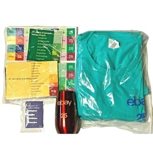 ebay 25th Anniversary Sellerbration SET Kit XL T-shirt 6oz Tumbler Stickers Pins - Picture 1 of 12