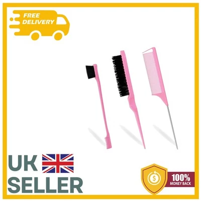 Ultimate 3-Piece Pink Hair Brush Set for Women and Children: Teasing & Styling - Image 1 of 4