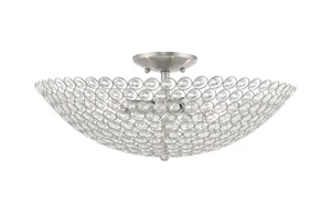 Livex Lighting 40447 Cassandra 4 Light 20"W Semi-Flush Bowl - Nickel - Picture 1 of 12