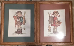Punto de aguja Hummel de colección para niño y niña pequeño terminado enmarcado hecho a mano - Imagen 1 de 9
