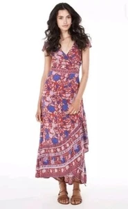 Arnhem "Spanish Rose" Wrap Dress Size AU 12/US 8 Red Floral Print RARE - Picture 1 of 8