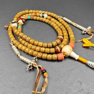 Authentische Lotus Samen Halskette Mala für Frauen: alte 7+ mm tibetische 108 Gebetsperlen - Bild 1 von 10