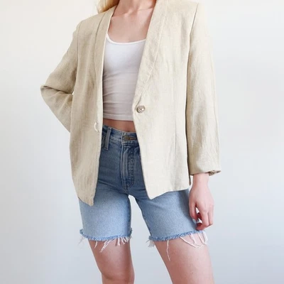 Vintage Linen Link Blazer Size 10 Made in Italy - Image 1 of 4