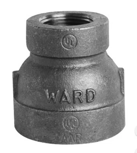 Ward 2DX1B 2-1/2" x 1-1/4" FNPT Malleable Iron Reducing Coupling Black - Picture 1 of 6