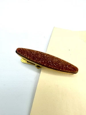 Clip de barra de corbata de piedra solar brillante vintage 1950 1960 oro de 1 pulgada Foto 1 de 4