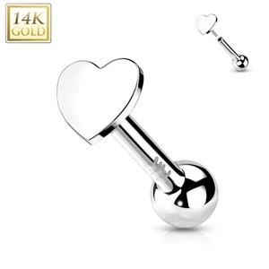Piercing Cartilagine Orecchio Push-In Cuore Oro Bianco 14 Carati - Foto 1 di 1