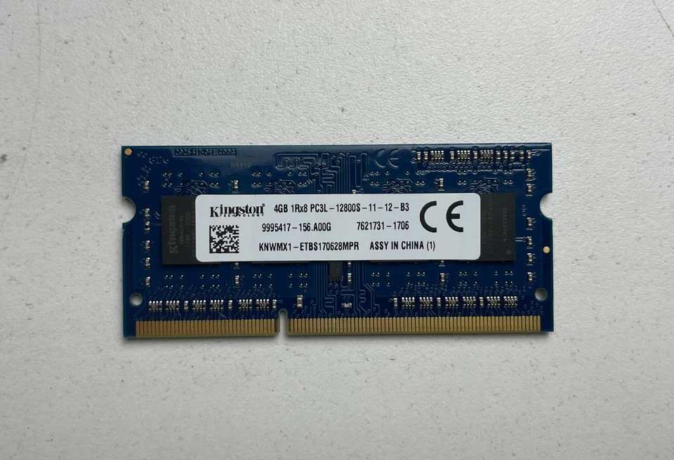 LOT of 5 Kingston 4GB PC3L-12800S DDR3 1600MHz Memory Ram Sodimm KNWMX1-ETBS - Image 1 of 1