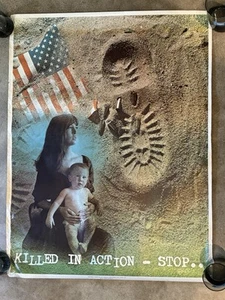 Vintage Dunstan Periera Antikrieg Aktivismus Poster Killed in Action Stop Vietnam 1970er - Bild 1 von 6